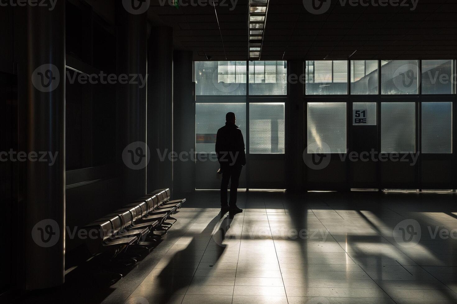 ai generado joven hombre a el aeropuerto foto