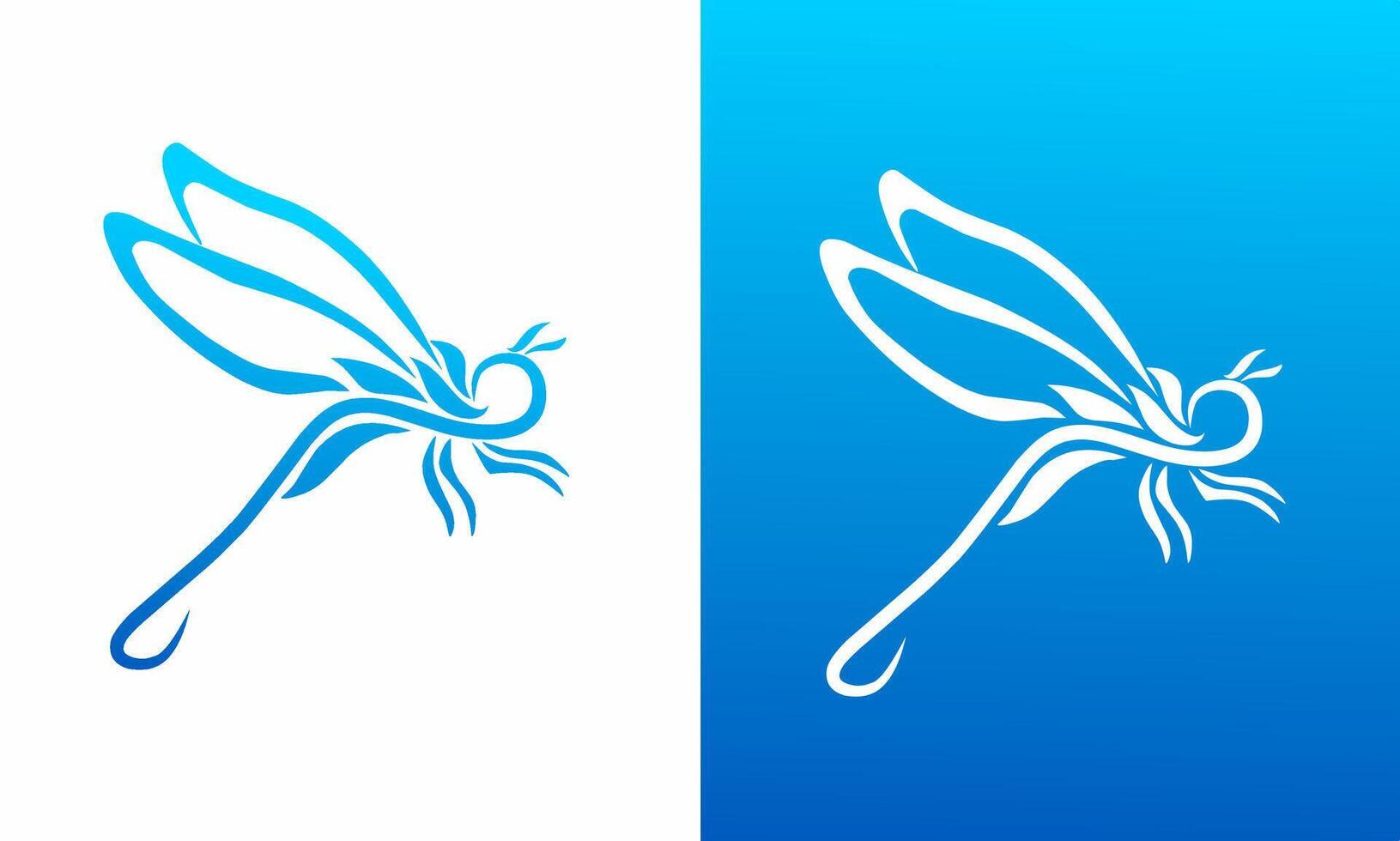 vector graphic illustration of blue dragonfly logo design template