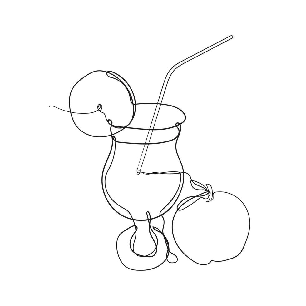 continuous line drawing melon juice in the glass illustration vector