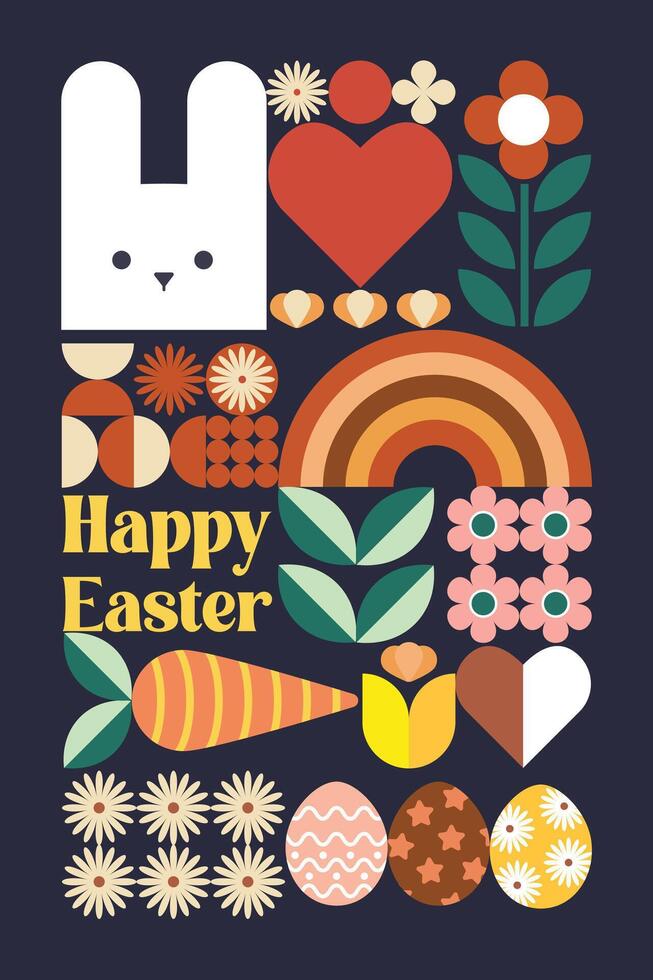 plano diseño vector animal conejito contento Pascua de Resurrección tarjeta diseño decoración fondo de pantalla antecedentes