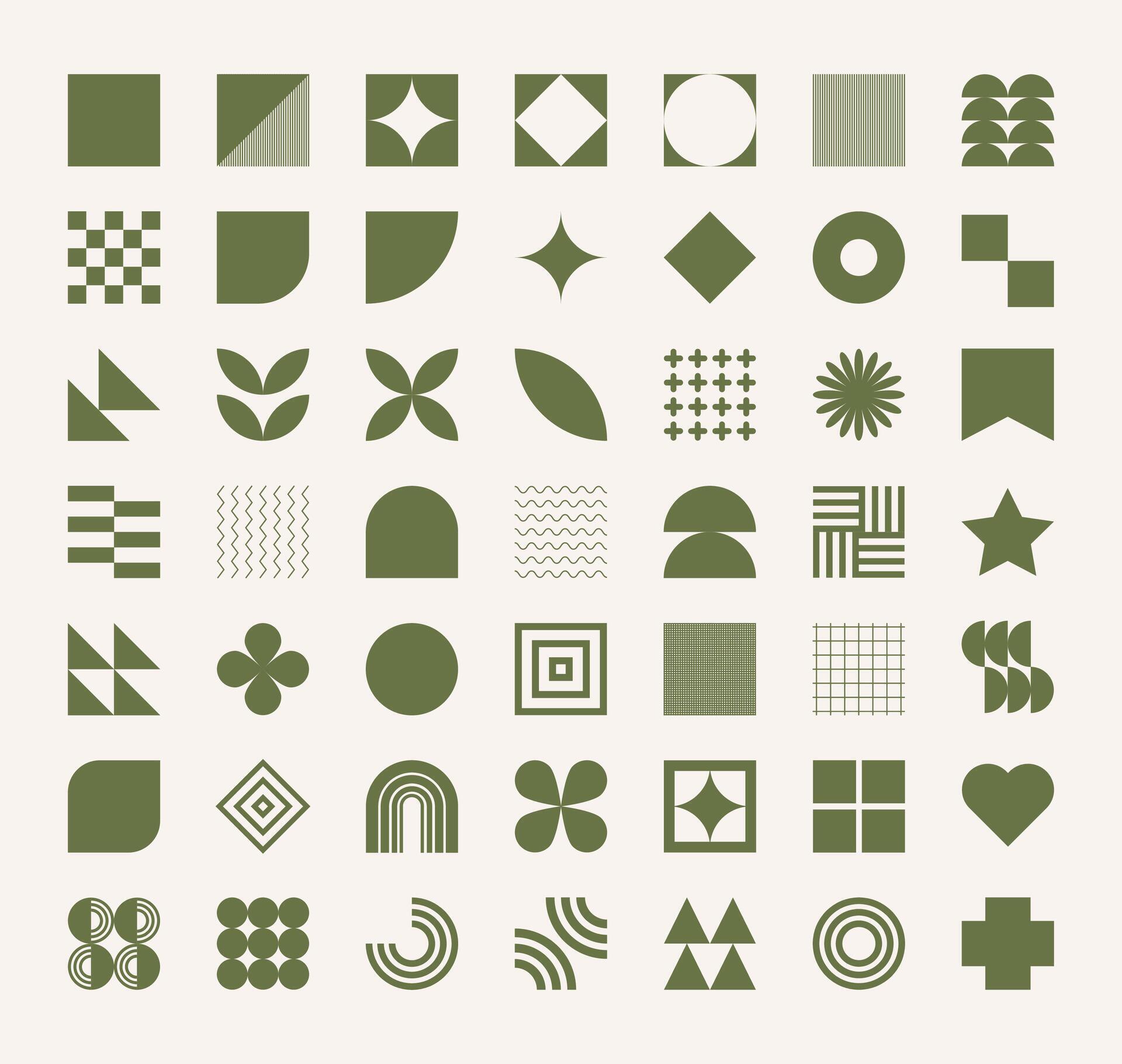 flat design vector basic icon shape geometric elements set collection ...