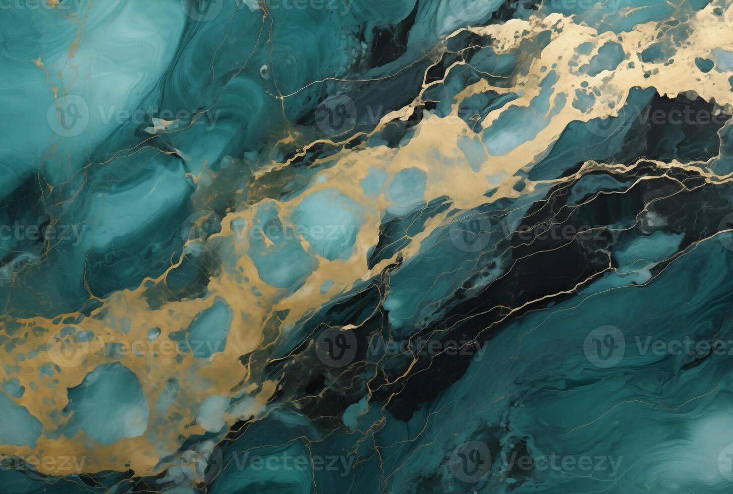 AI generated A beautiful image of turquoise and gold marble. Generated by artificial intelligence. photo