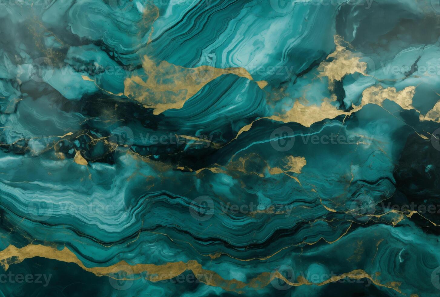 AI generated A beautiful image of turquoise and gold marble. Generated by artificial intelligence. photo