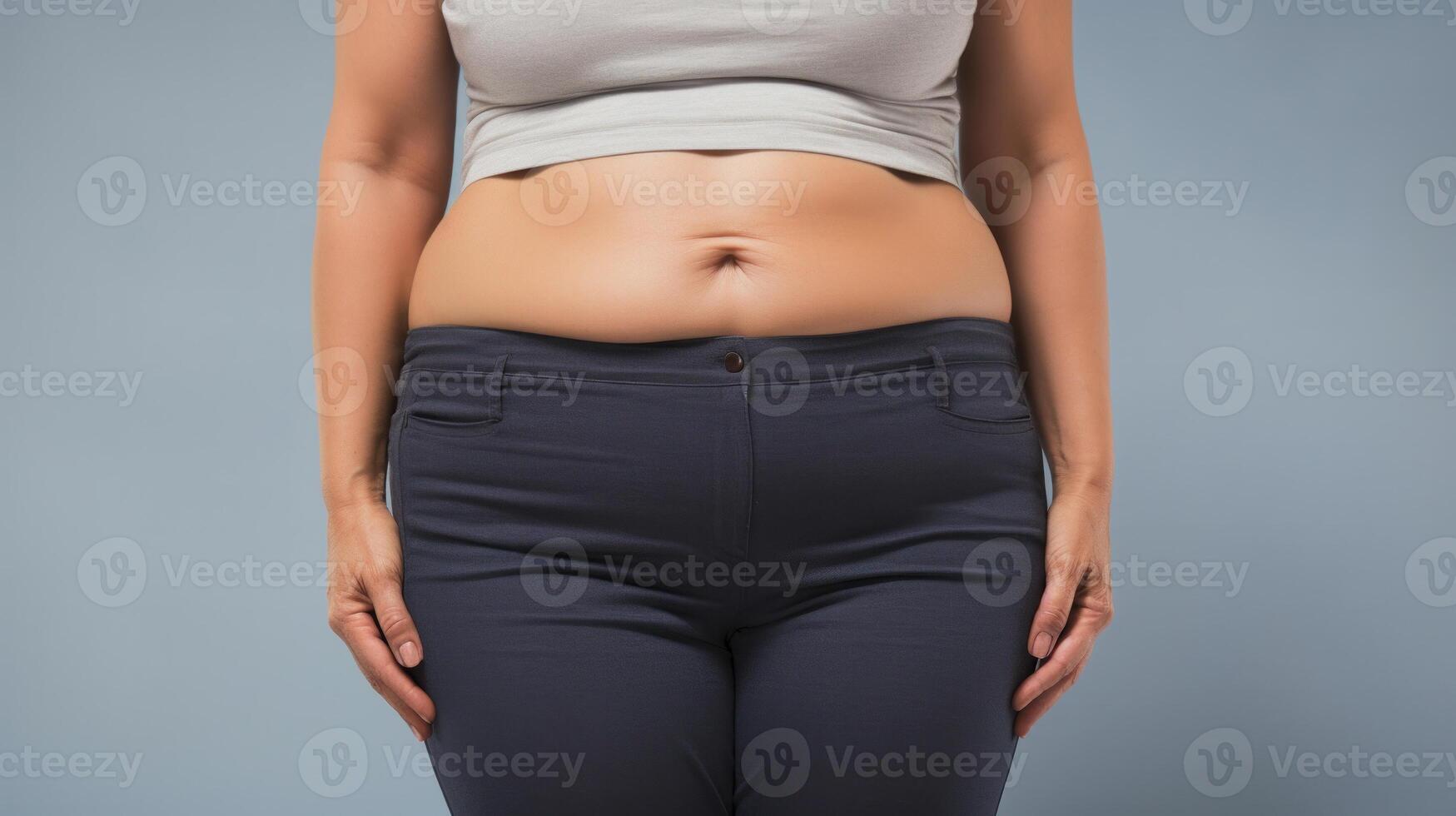 AI generated slighty thicker tummy of a 50 year old woman photo