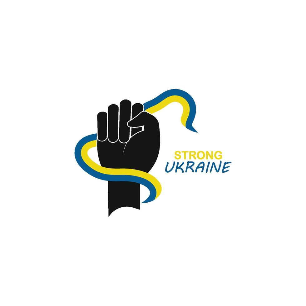 Patriotic Spirit rising hand of Ukraine flag, ukraine vector series on white background