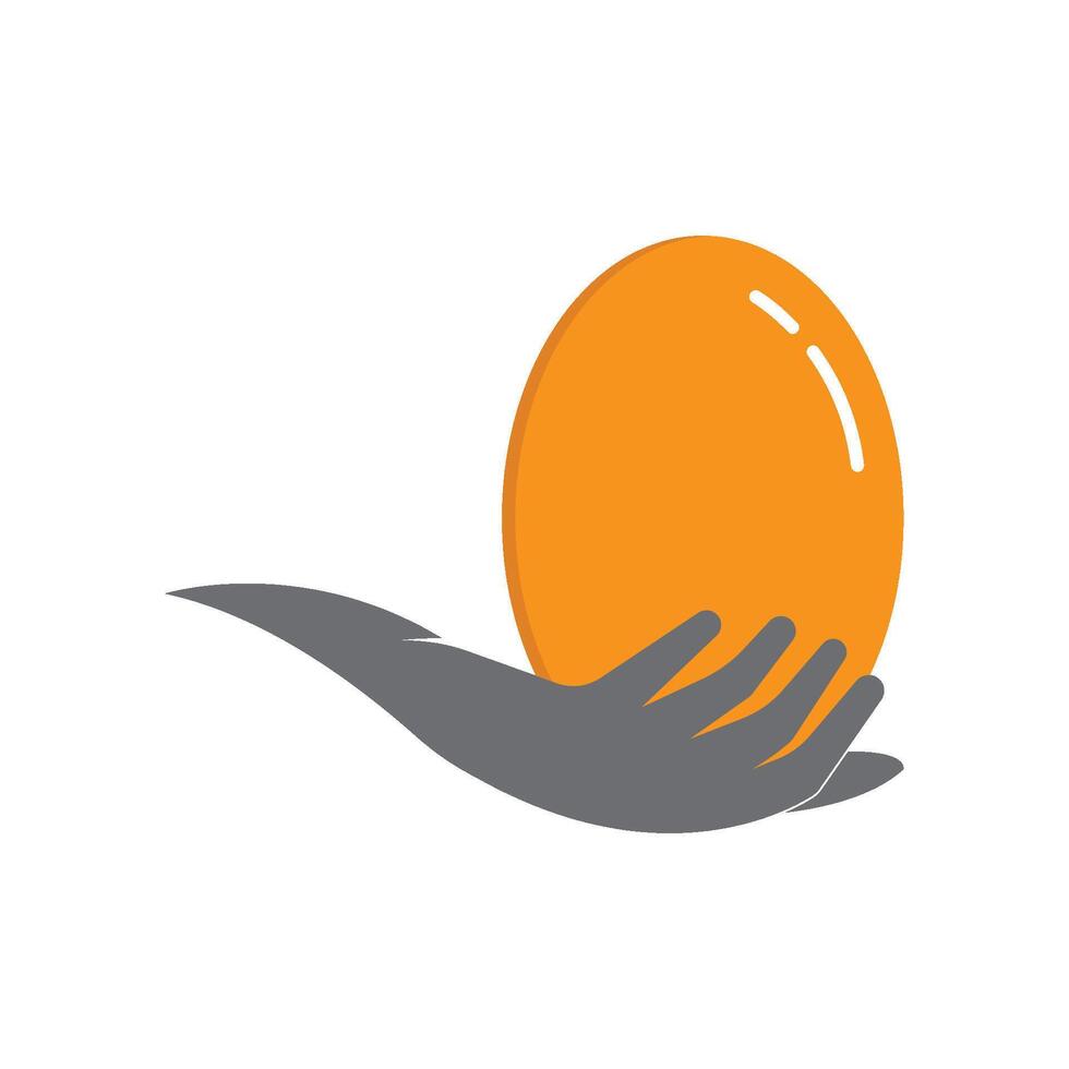 mano y huevo logo icono vector modelo