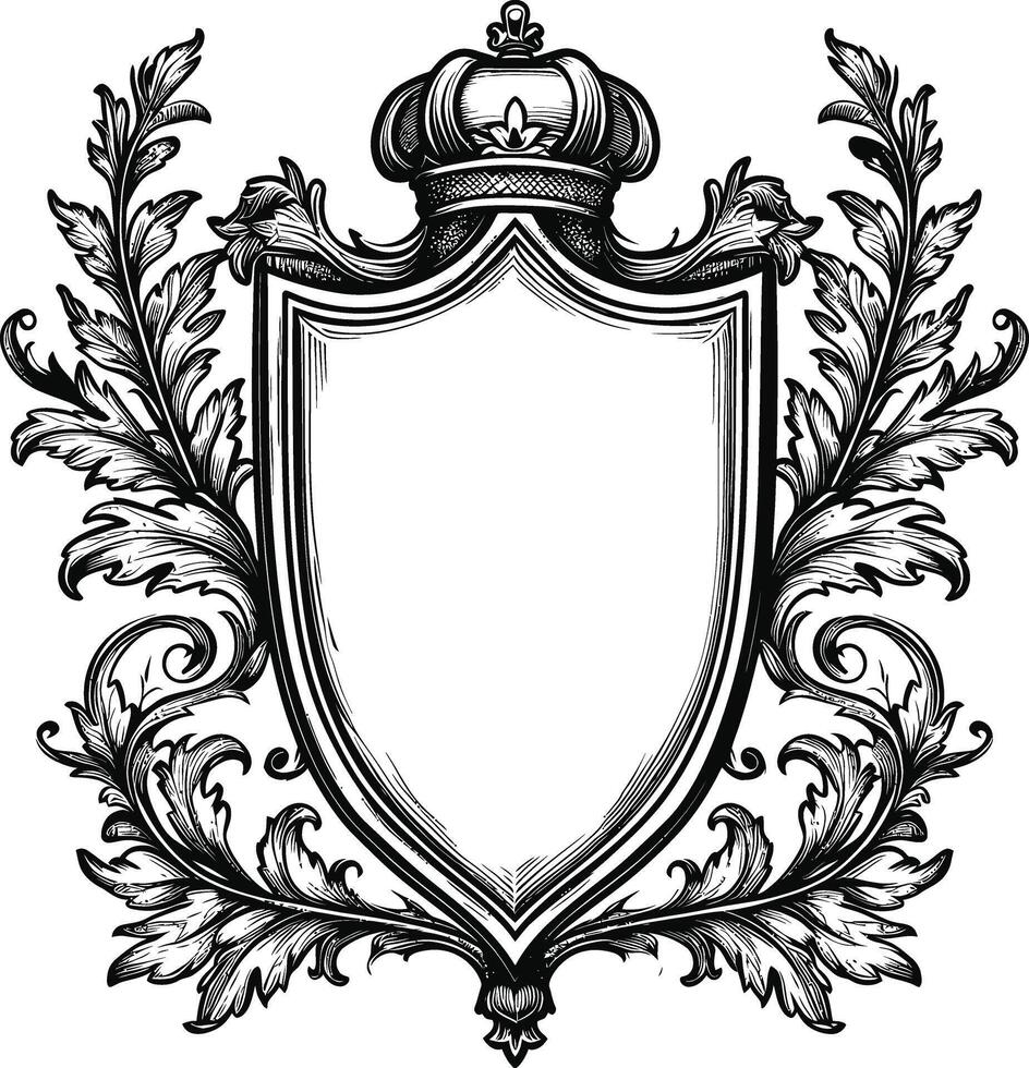 AI generated shield element with old engraving style vector