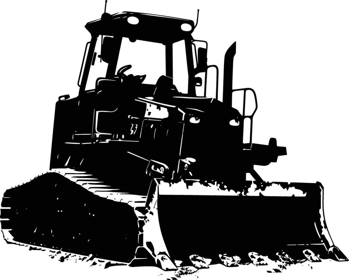 AI generated Silhouette Bulldozer construction heavy machine equipment black color only vector