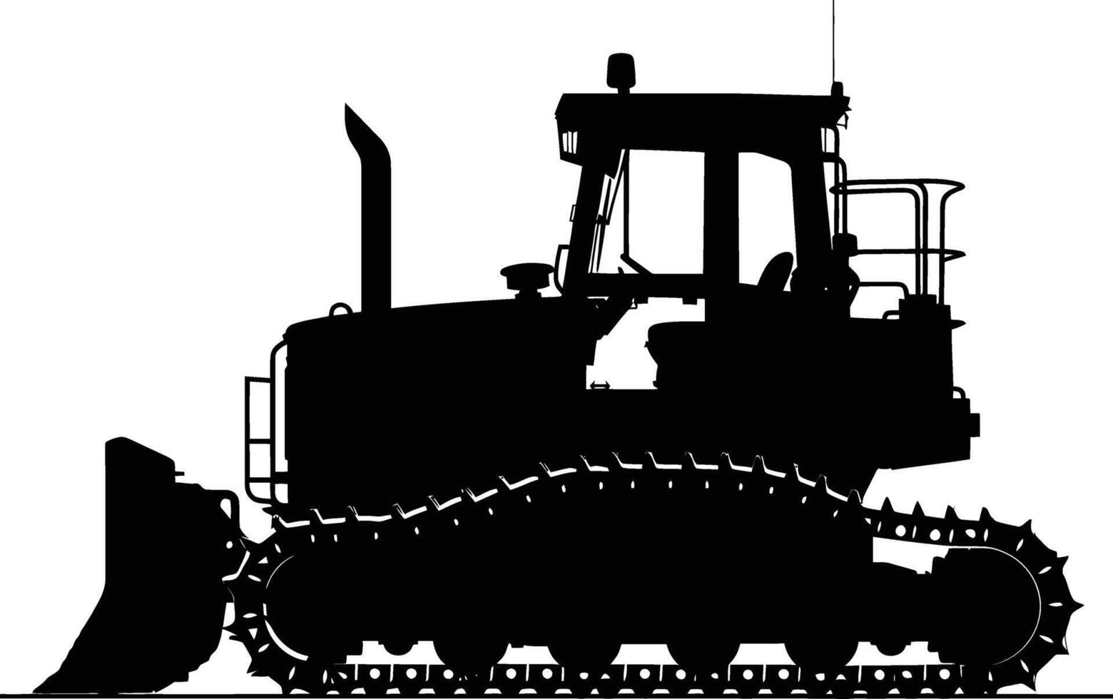 AI generated Silhouette Bulldozer construction heavy machine equipment black color only vector