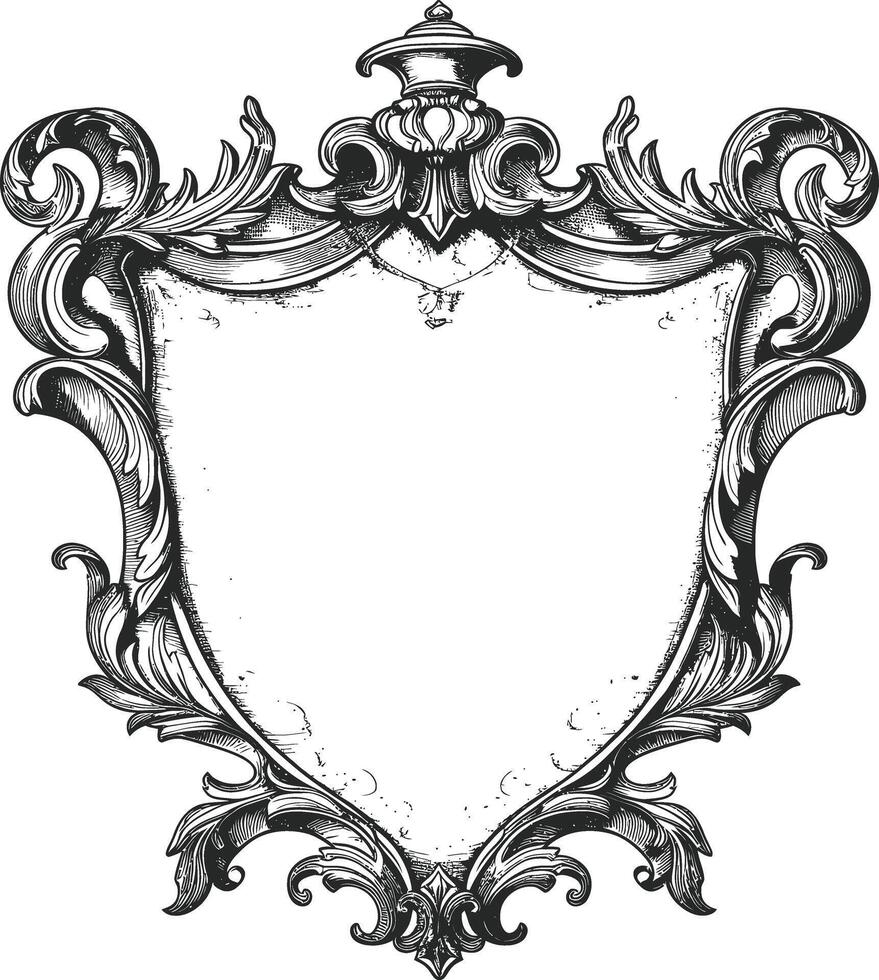 AI generated shield element with old engraving style vector