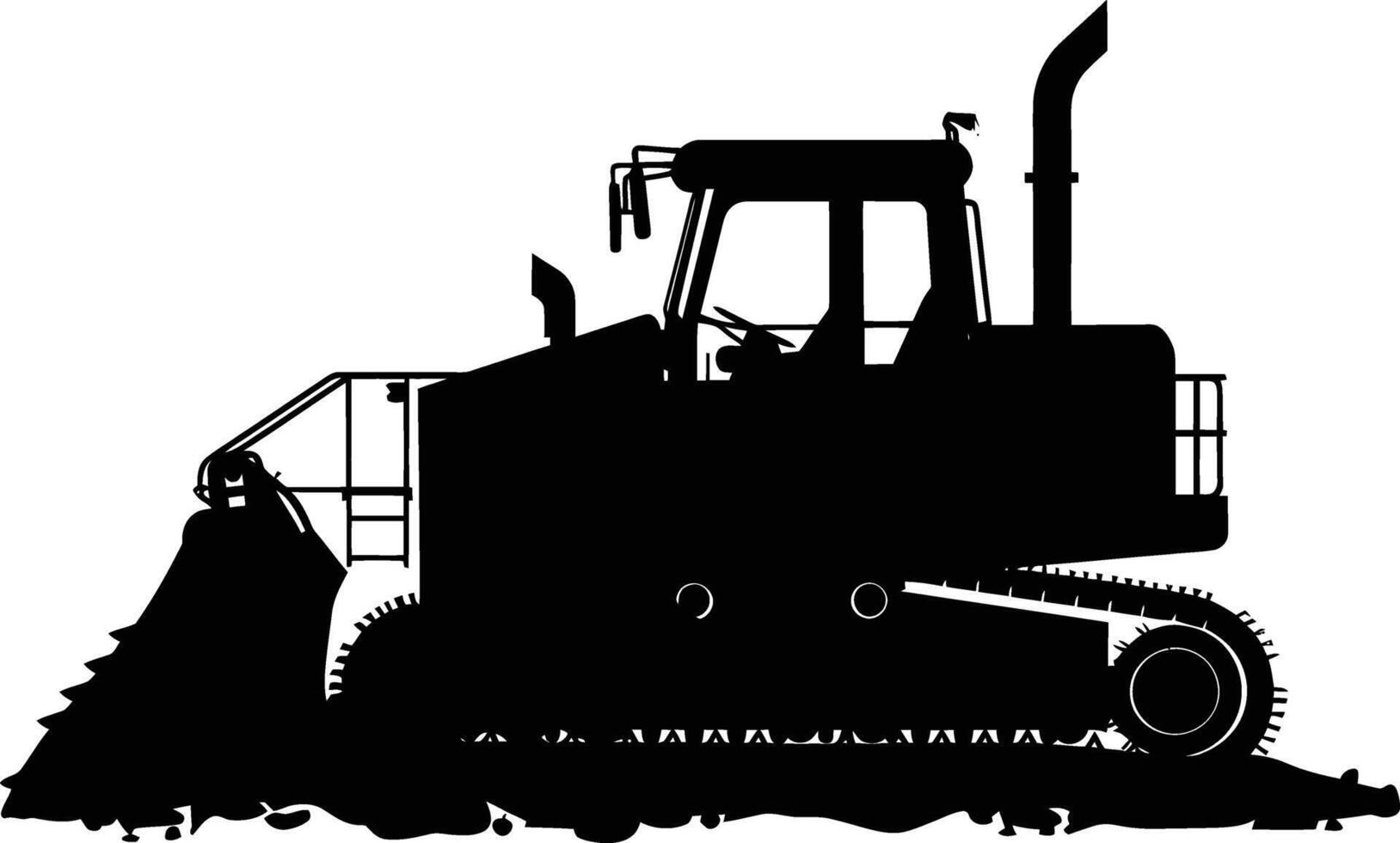 AI generated Silhouette Bulldozer construction heavy machine equipment black color only vector