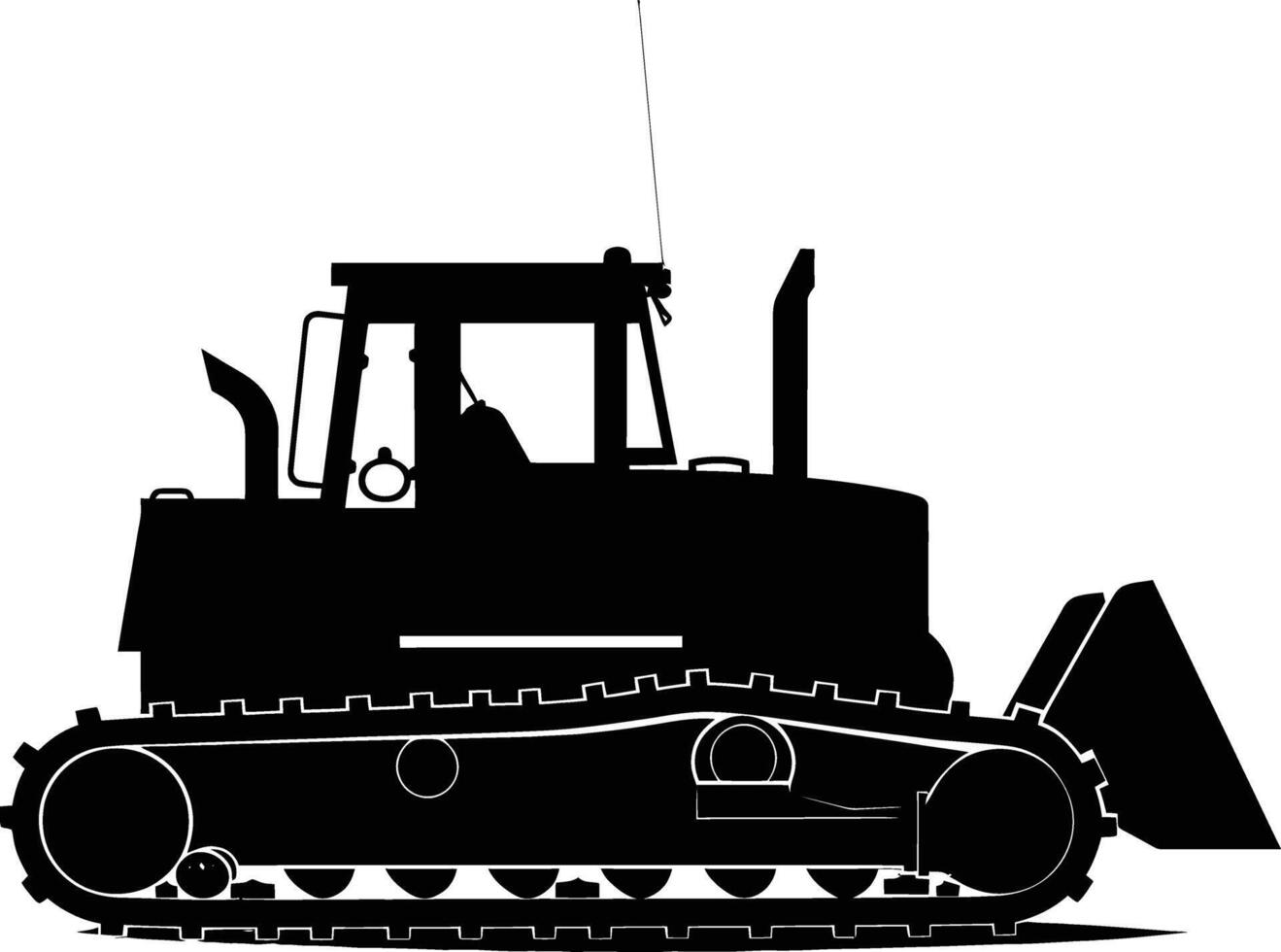 AI generated Silhouette Bulldozer construction heavy machine equipment black color only vector