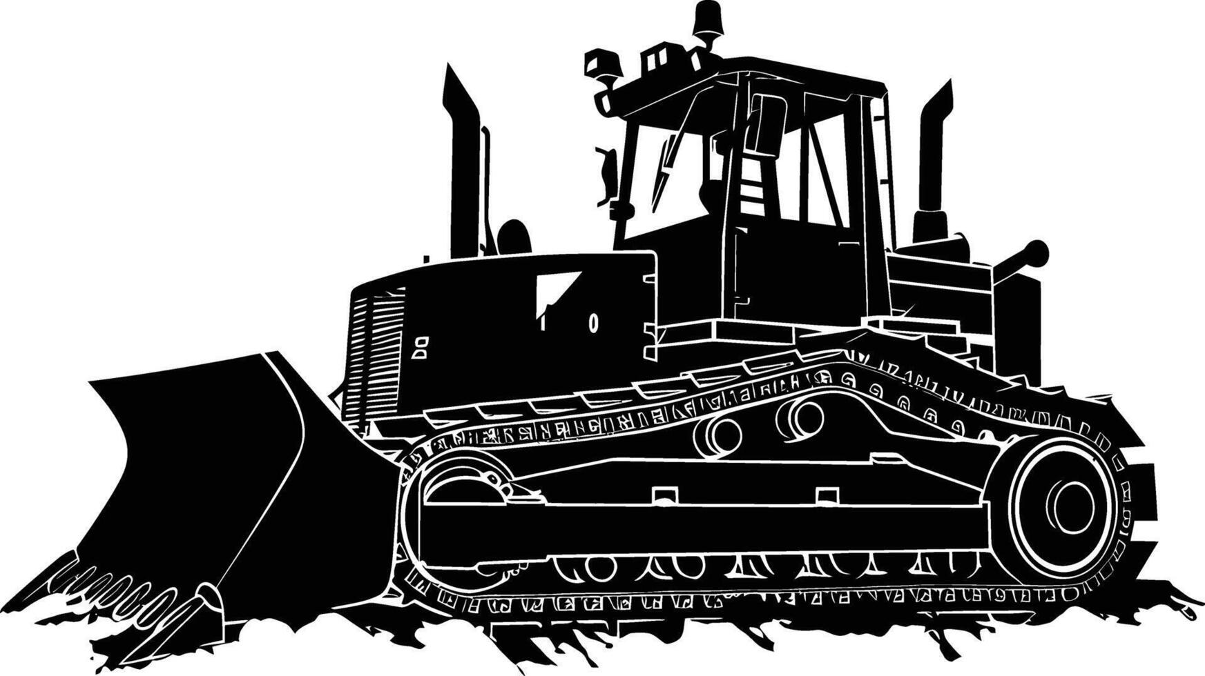 AI generated Silhouette Bulldozer construction heavy machine equipment black color only vector