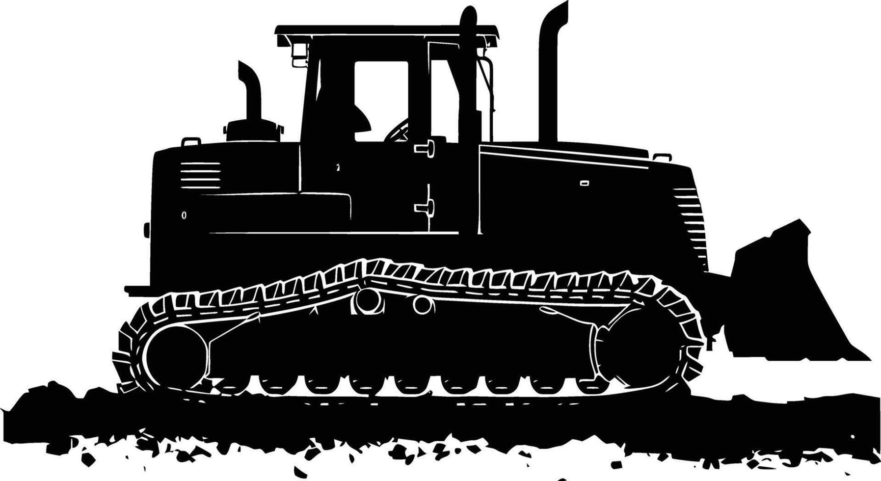 AI generated Silhouette Bulldozer construction heavy machine equipment black color only vector