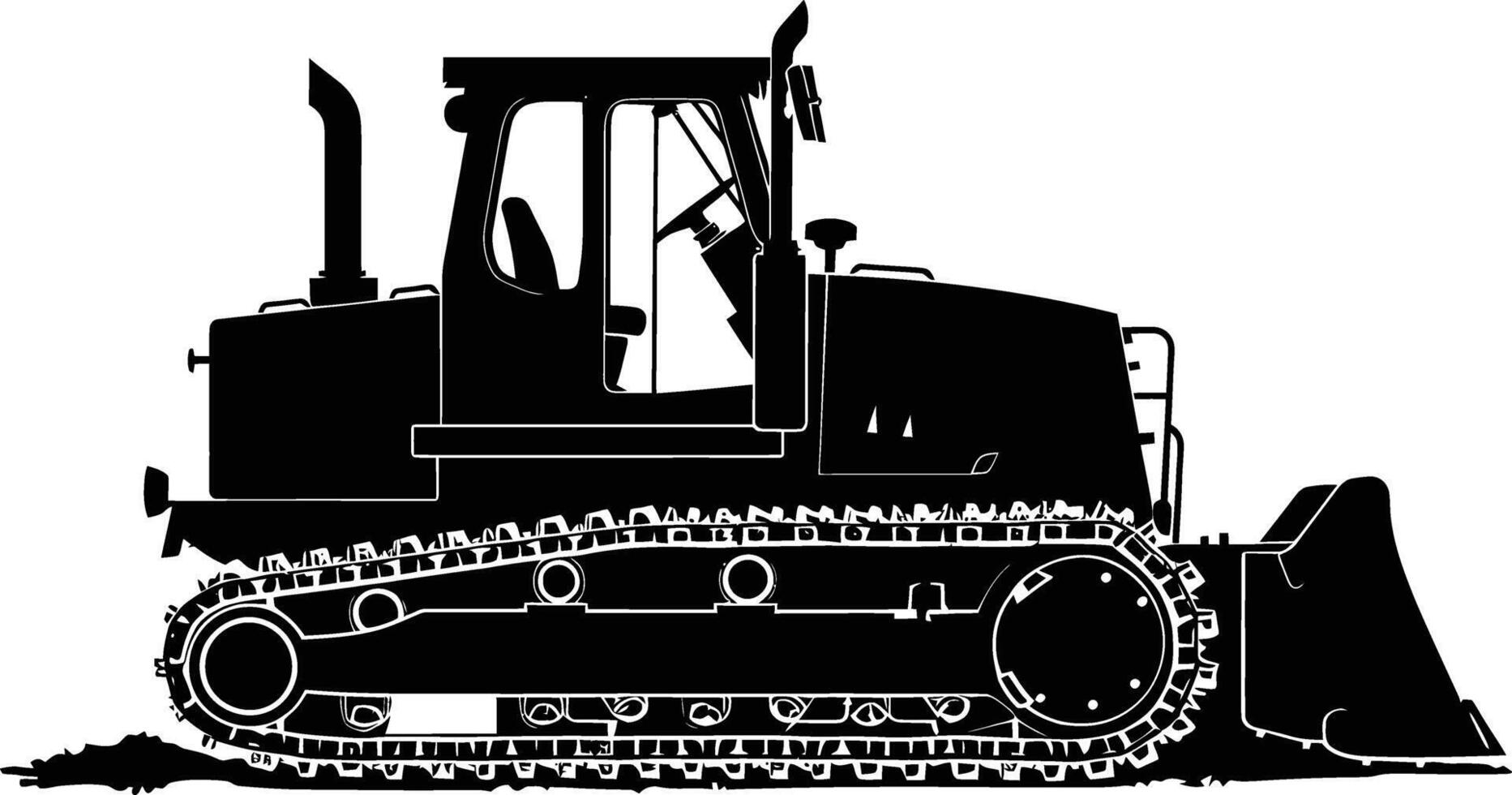 AI generated Silhouette Bulldozer construction heavy machine equipment black color only vector