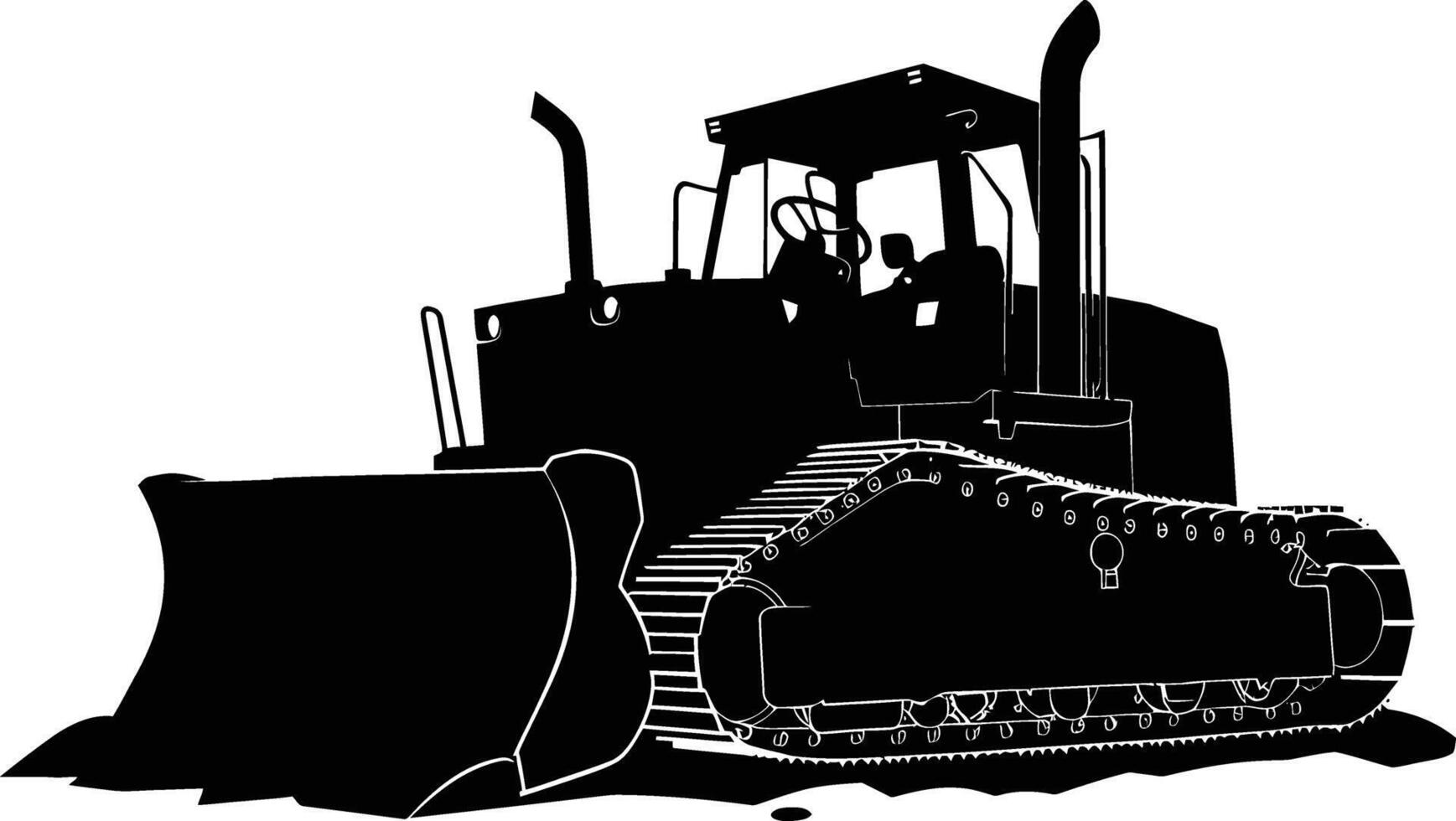 AI generated Silhouette Bulldozer construction heavy machine equipment black color only vector