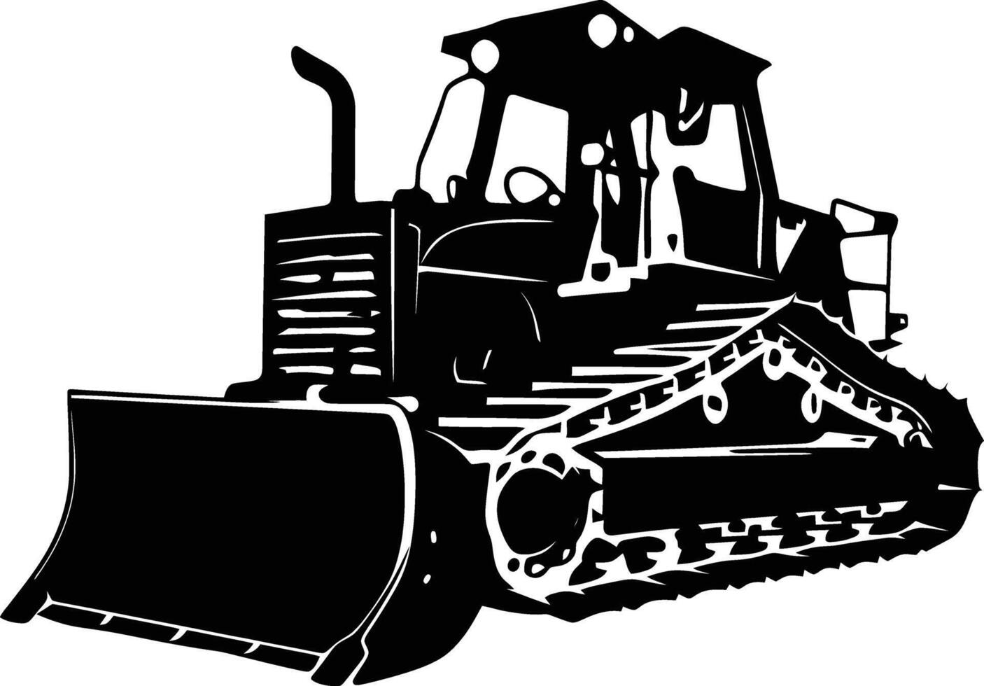 AI generated Silhouette Bulldozer construction heavy machine equipment black color only vector