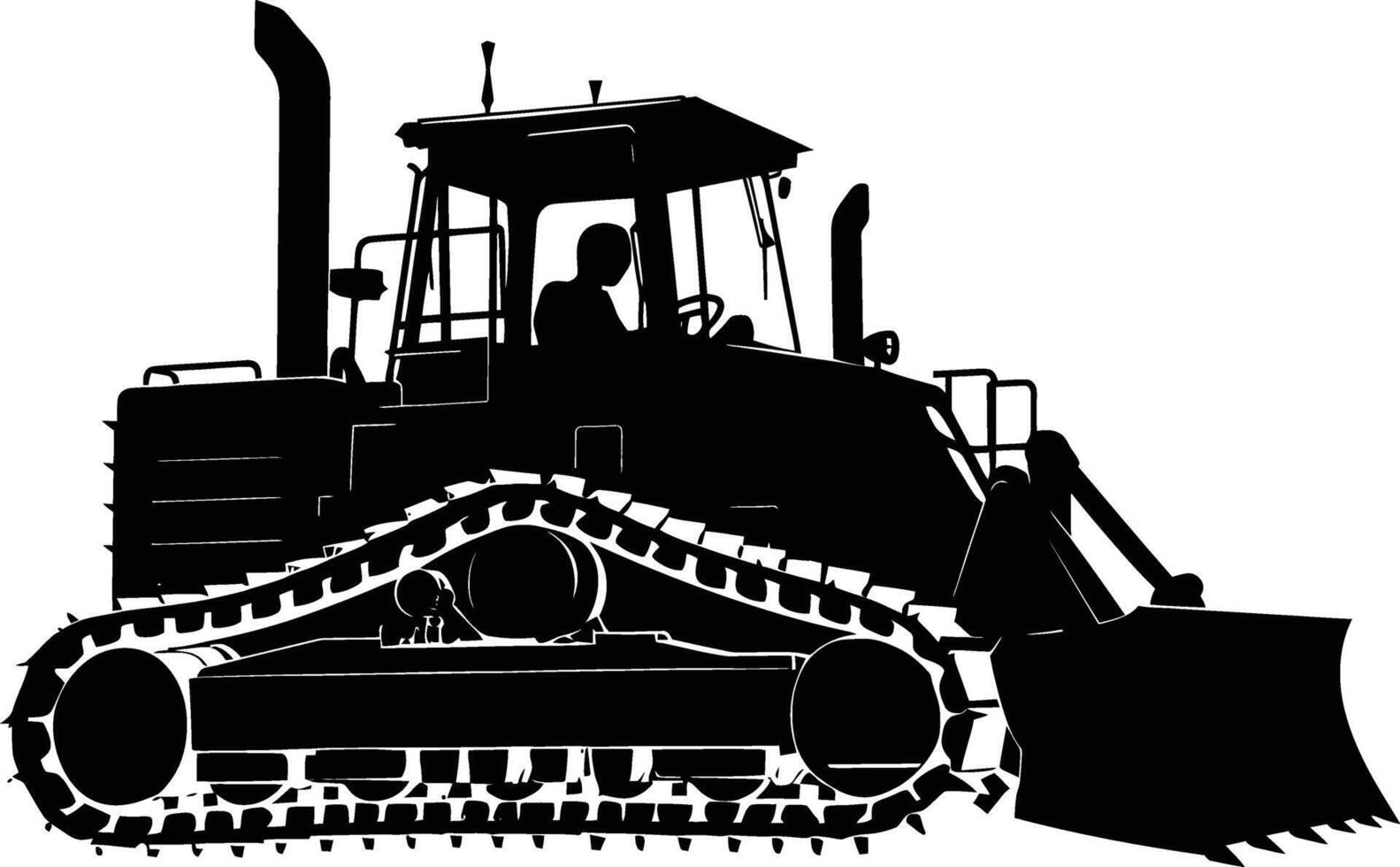 AI generated Silhouette Bulldozer construction heavy machine equipment black color only vector