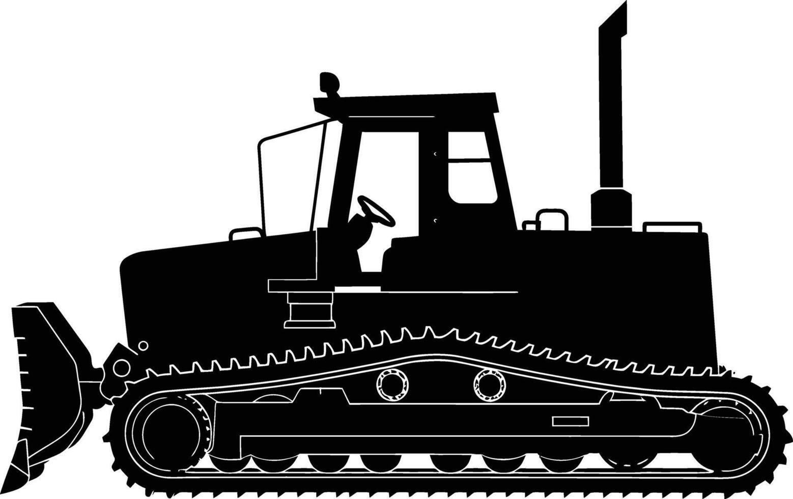 AI generated Silhouette Bulldozer construction heavy machine equipment black color only vector