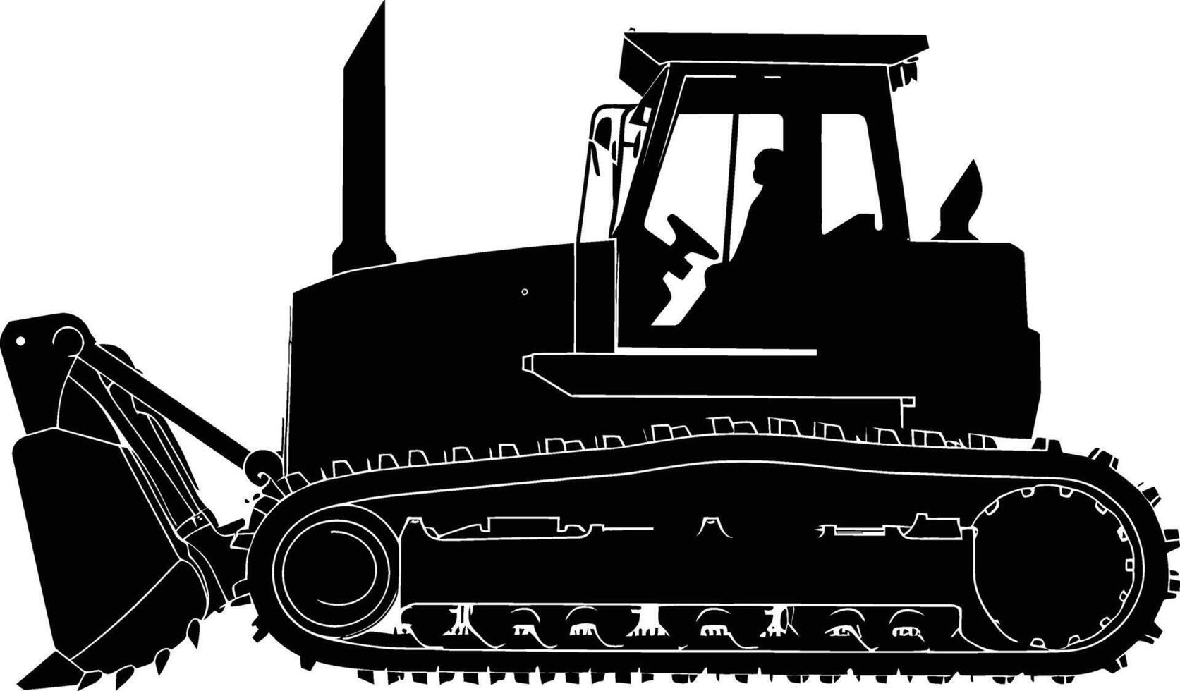AI generated Silhouette Bulldozer construction heavy machine equipment black color only vector