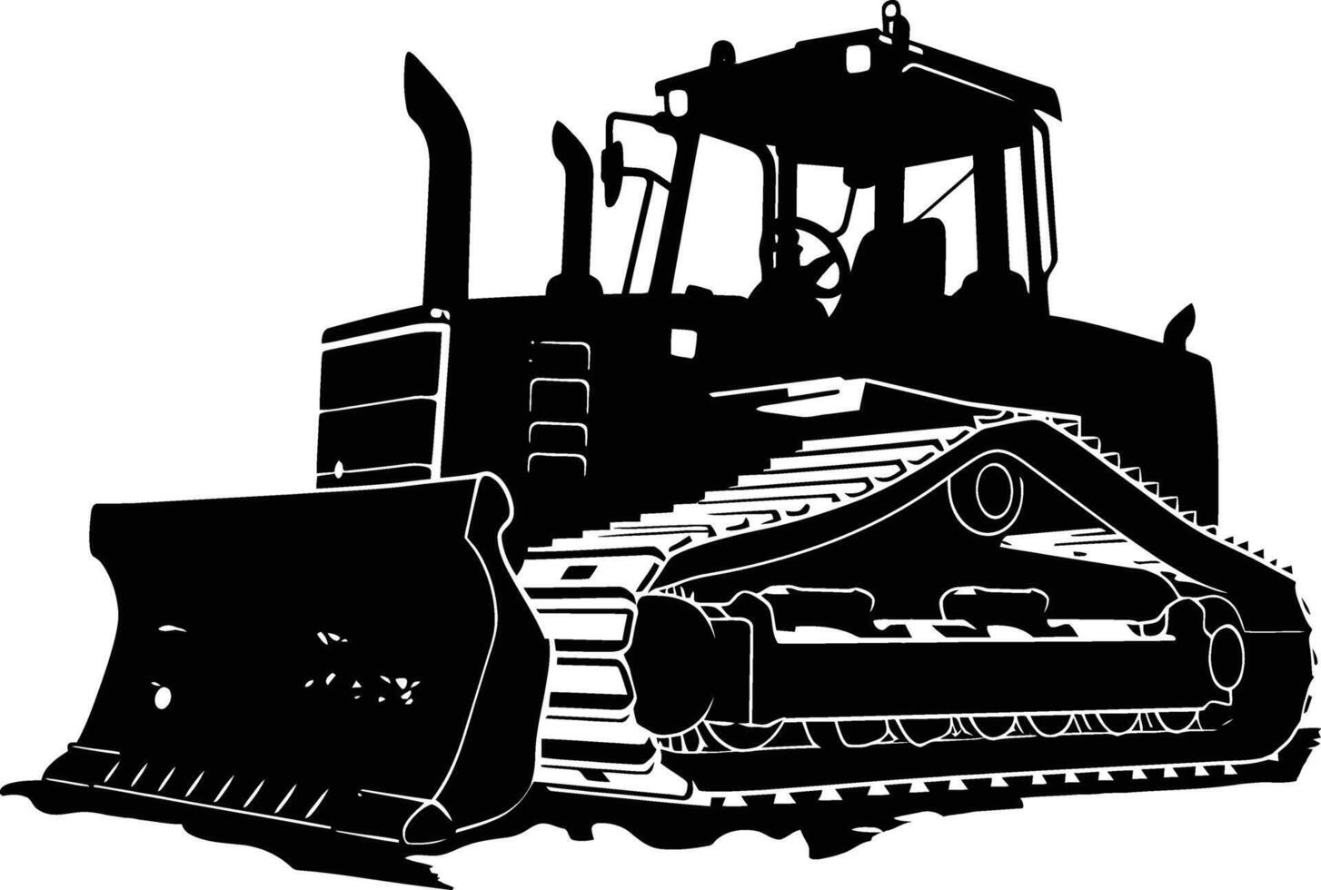 AI generated Silhouette Bulldozer construction heavy machine equipment black color only vector