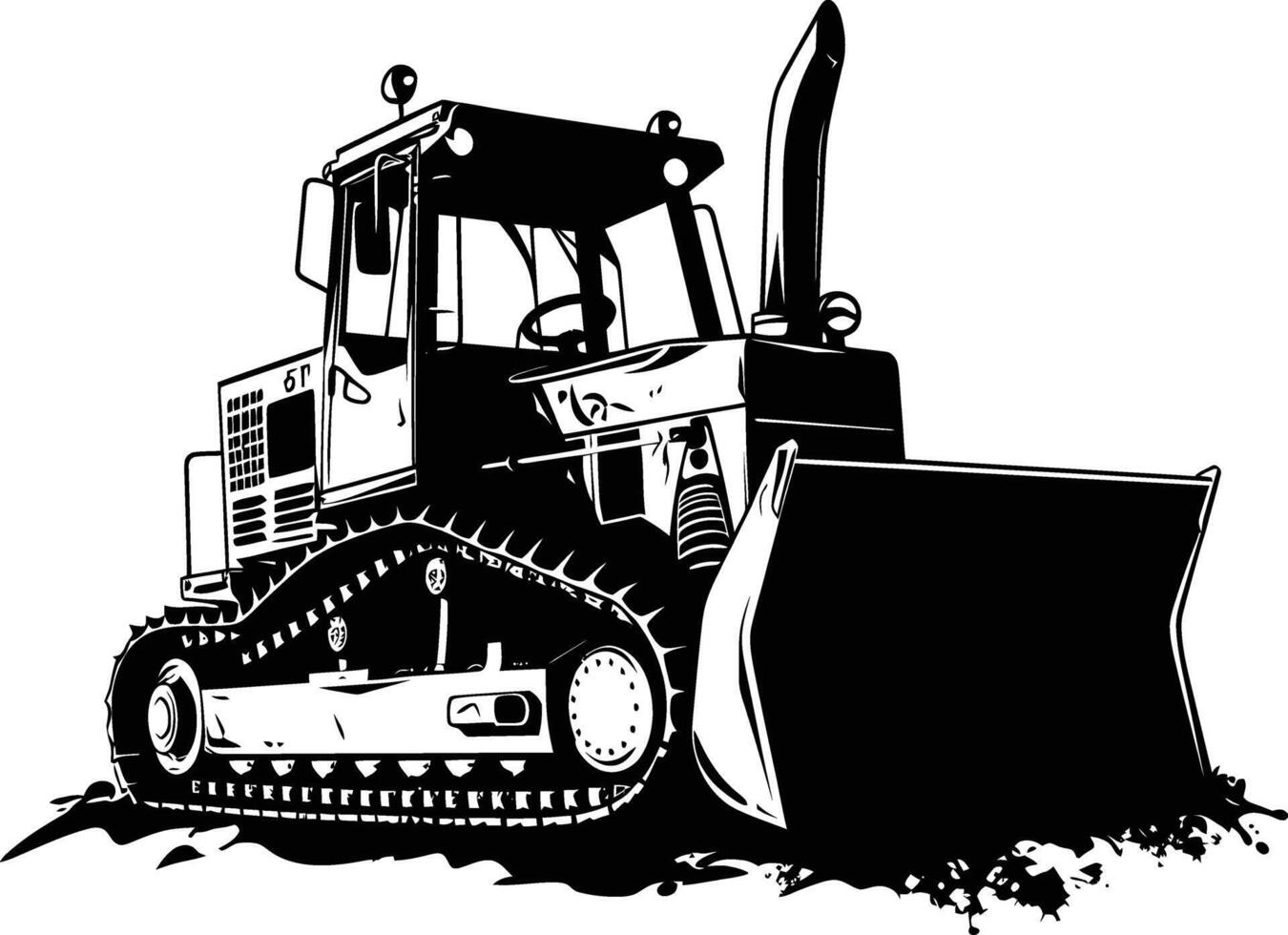 AI generated Silhouette Bulldozer construction heavy machine equipment black color only vector