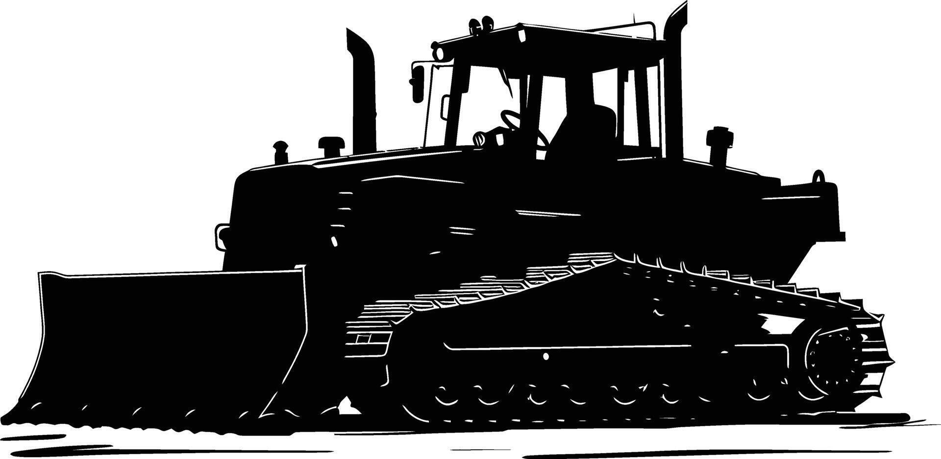 AI generated Silhouette Bulldozer construction heavy machine equipment black color only vector