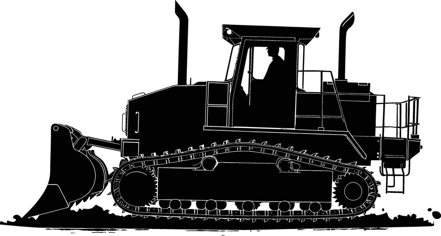 AI generated Silhouette Bulldozer construction heavy machine equipment black color only vector