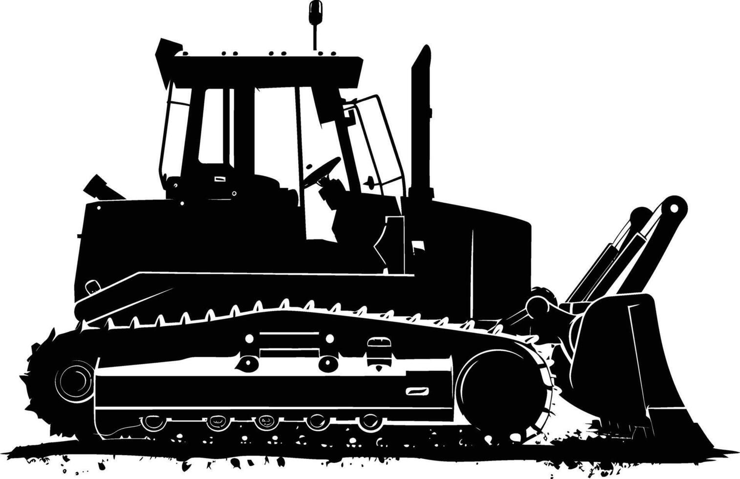 AI generated Silhouette Bulldozer construction heavy machine equipment black color only vector