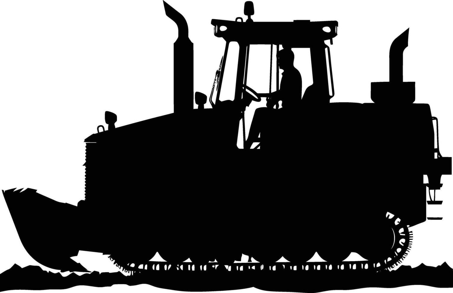 AI generated Silhouette Bulldozer construction heavy machine equipment black color only vector