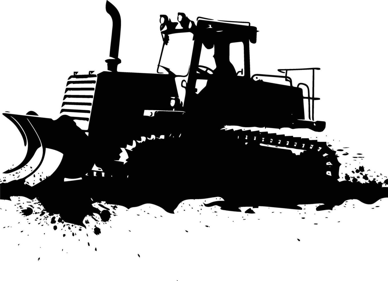 AI generated Silhouette Bulldozer construction heavy machine equipment black color only vector