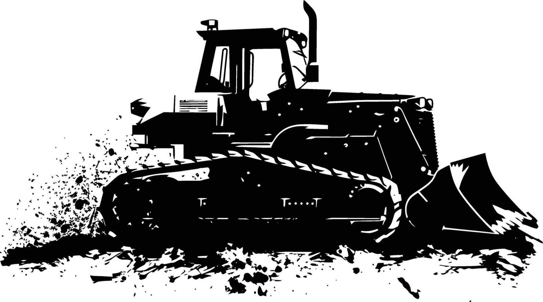 AI generated Silhouette Bulldozer construction heavy machine equipment black color only vector