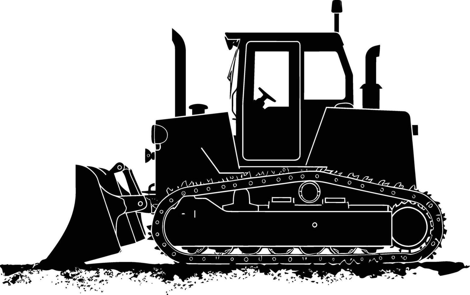 AI generated Silhouette Bulldozer construction heavy machine equipment black color only vector