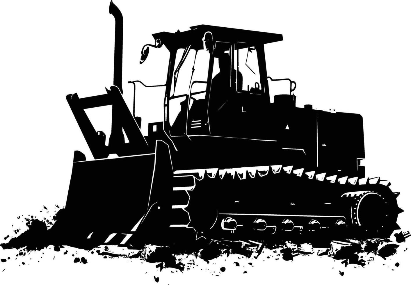 AI generated Silhouette Bulldozer construction heavy machine equipment black color only vector