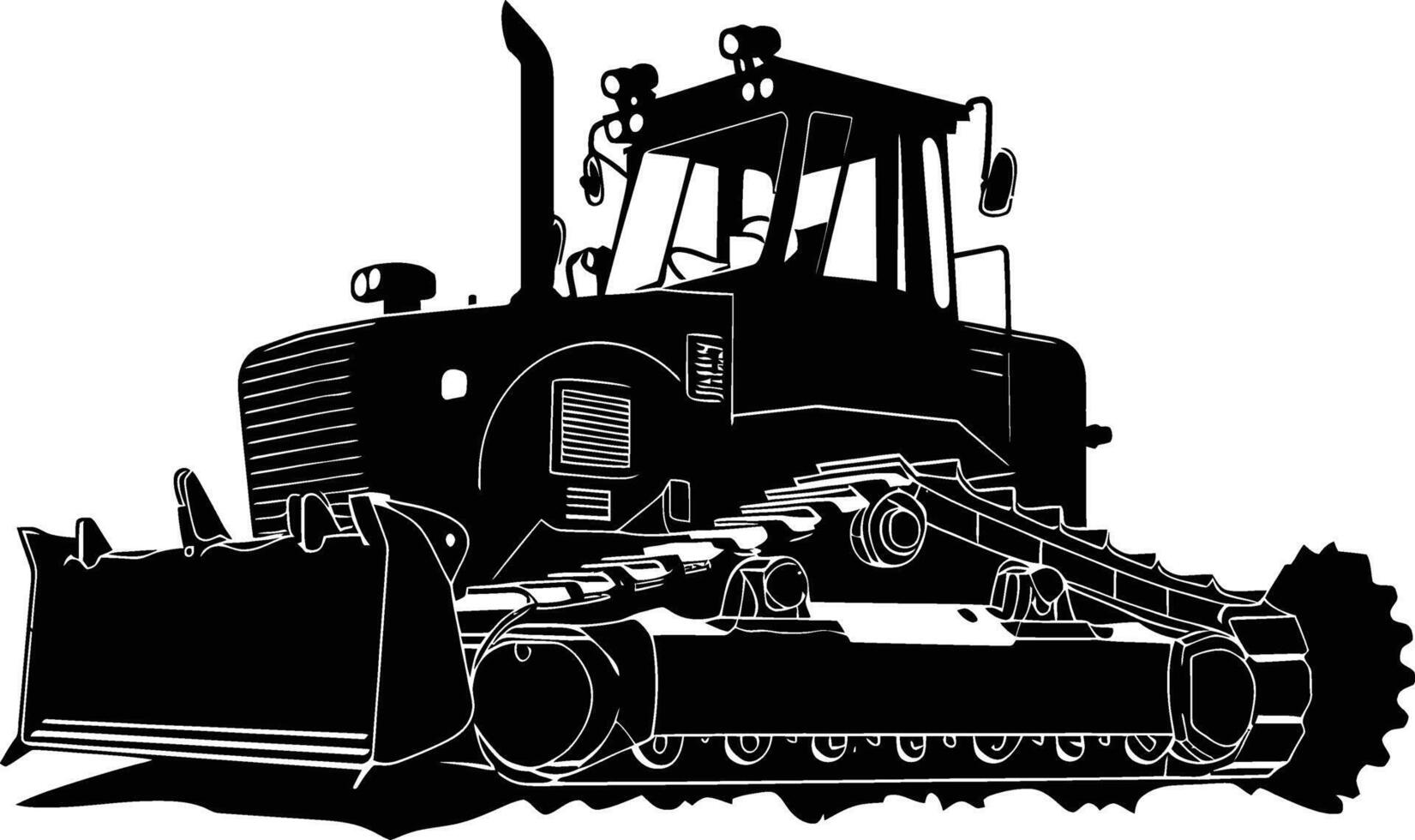 AI generated Silhouette Bulldozer construction heavy machine equipment black color only vector