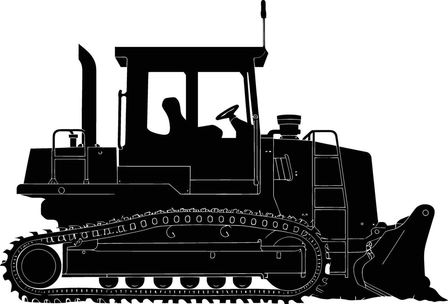 AI generated Silhouette Bulldozer construction heavy machine equipment black color only vector