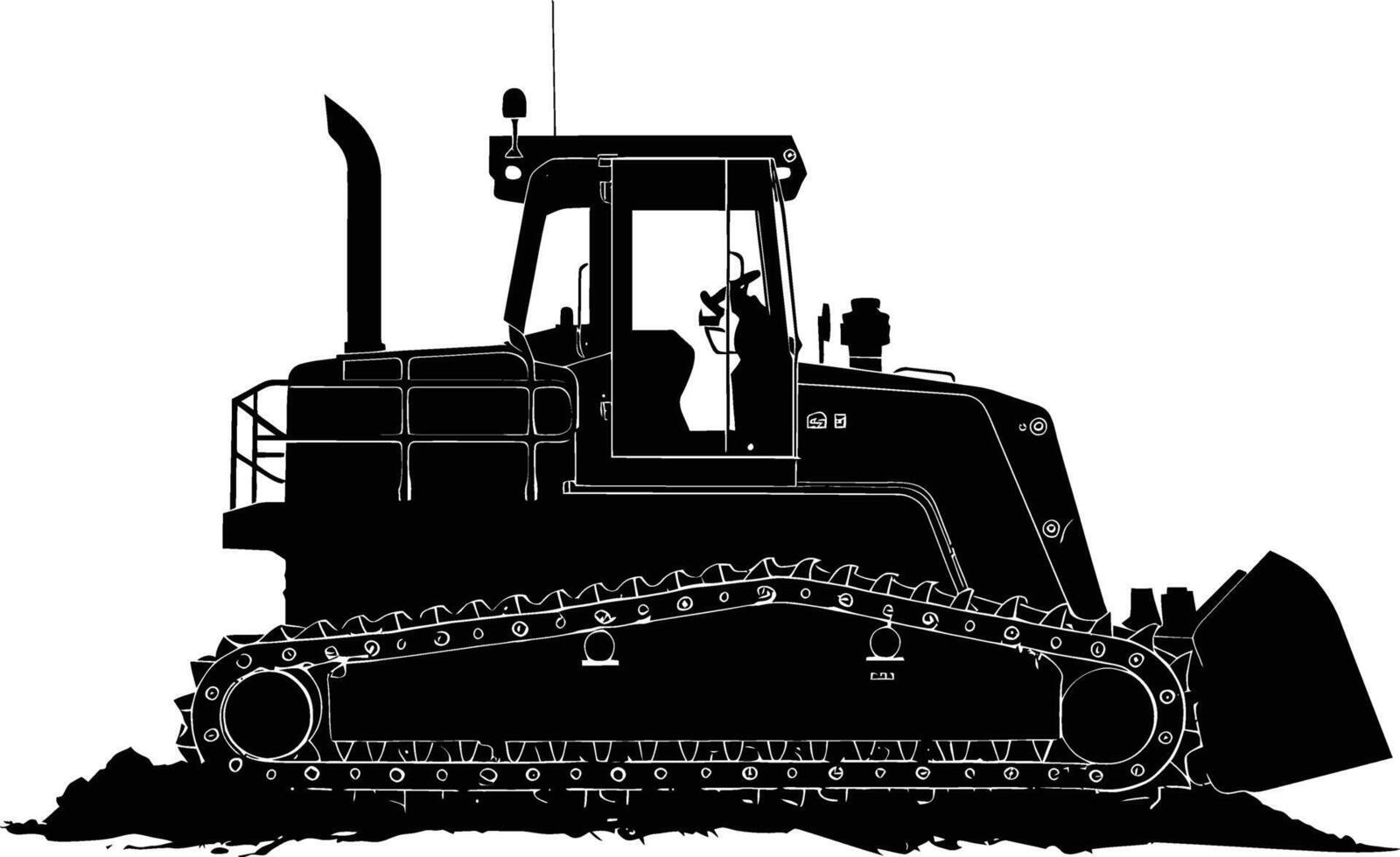 AI generated Silhouette Bulldozer construction heavy machine equipment black color only vector