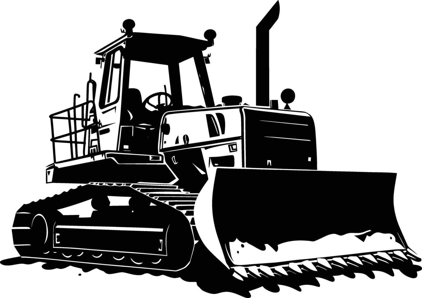 AI generated Silhouette Bulldozer construction heavy machine equipment black color only vector