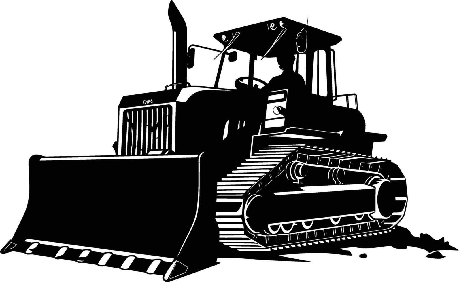 AI generated Silhouette Bulldozer construction heavy machine equipment black color only vector