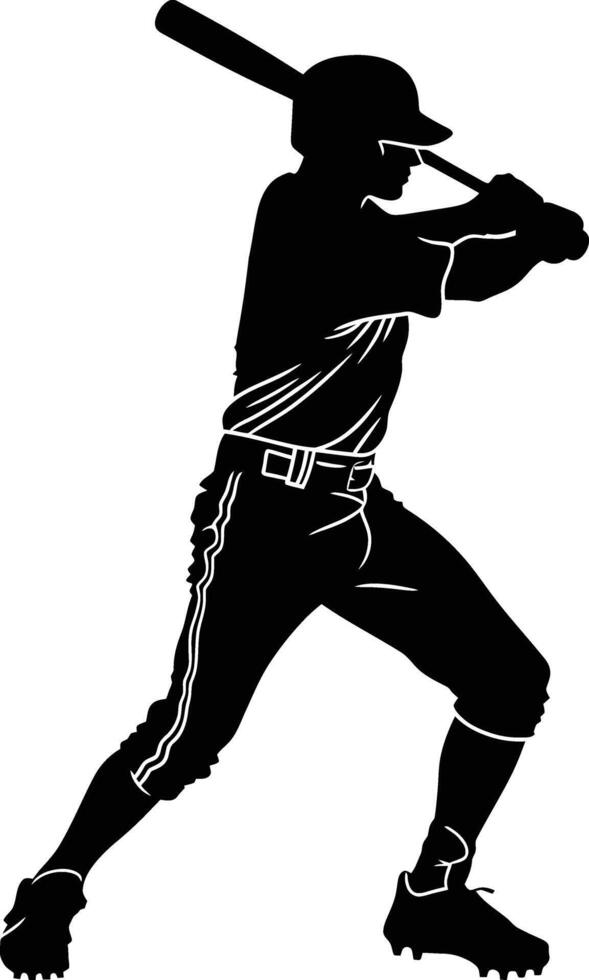 AI generated Silhouette baseball player full body black color only vector