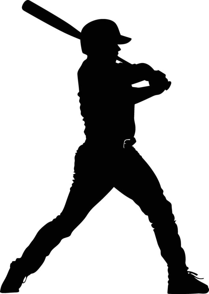 AI generated Silhouette baseball player full body black color only vector