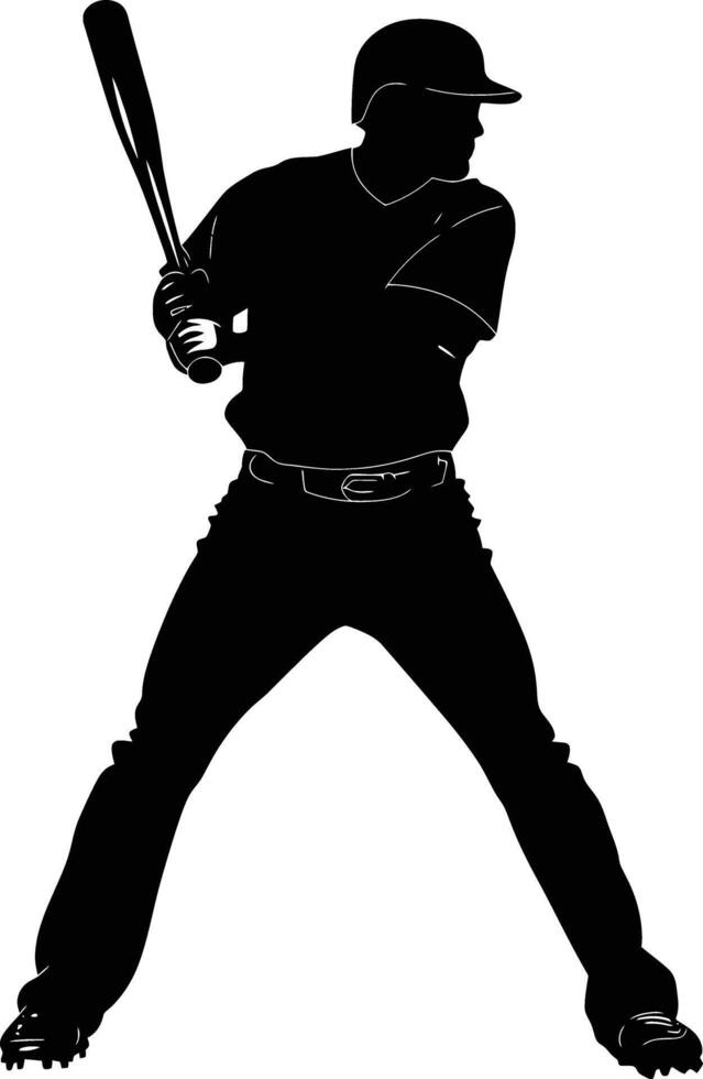 AI generated Silhouette baseball player full body black color only vector