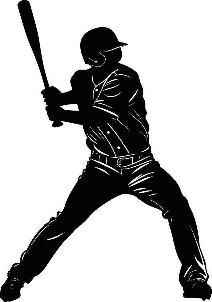 AI generated Silhouette baseball player full body black color only vector