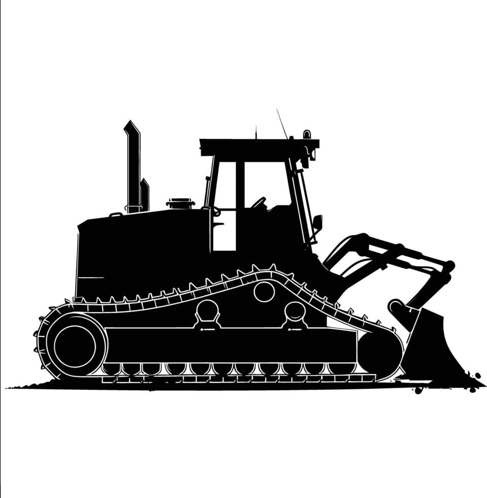 AI generated Silhouette Bulldozer construction heavy machine equipment black color only vector