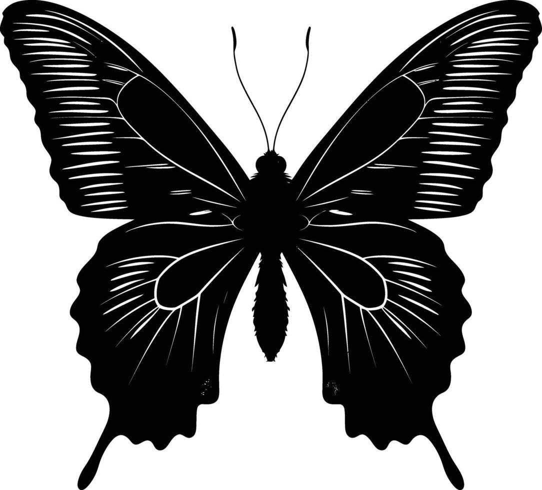 ai generado silueta mariposa lleno cuerpo negro color solamente vector