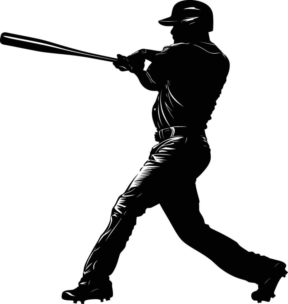 AI generated Silhouette baseball player full body black color only vector