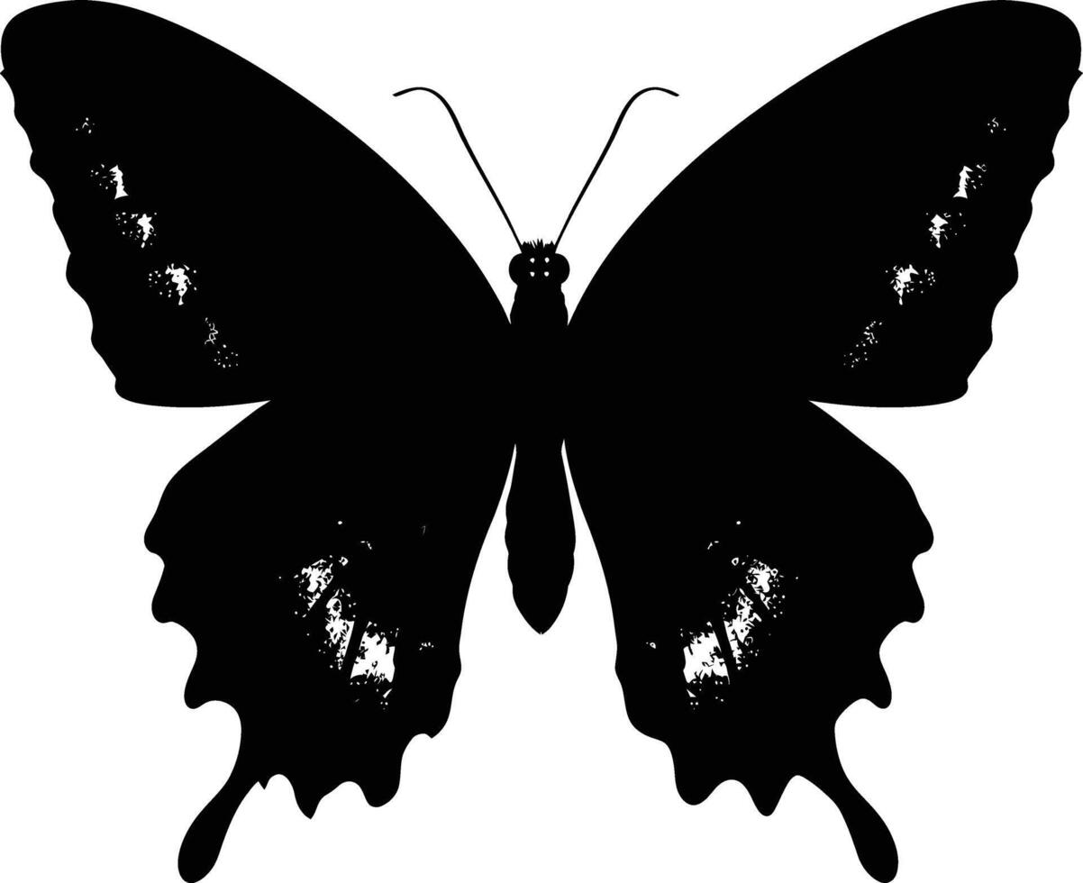 ai generado silueta mariposa lleno cuerpo negro color solamente vector