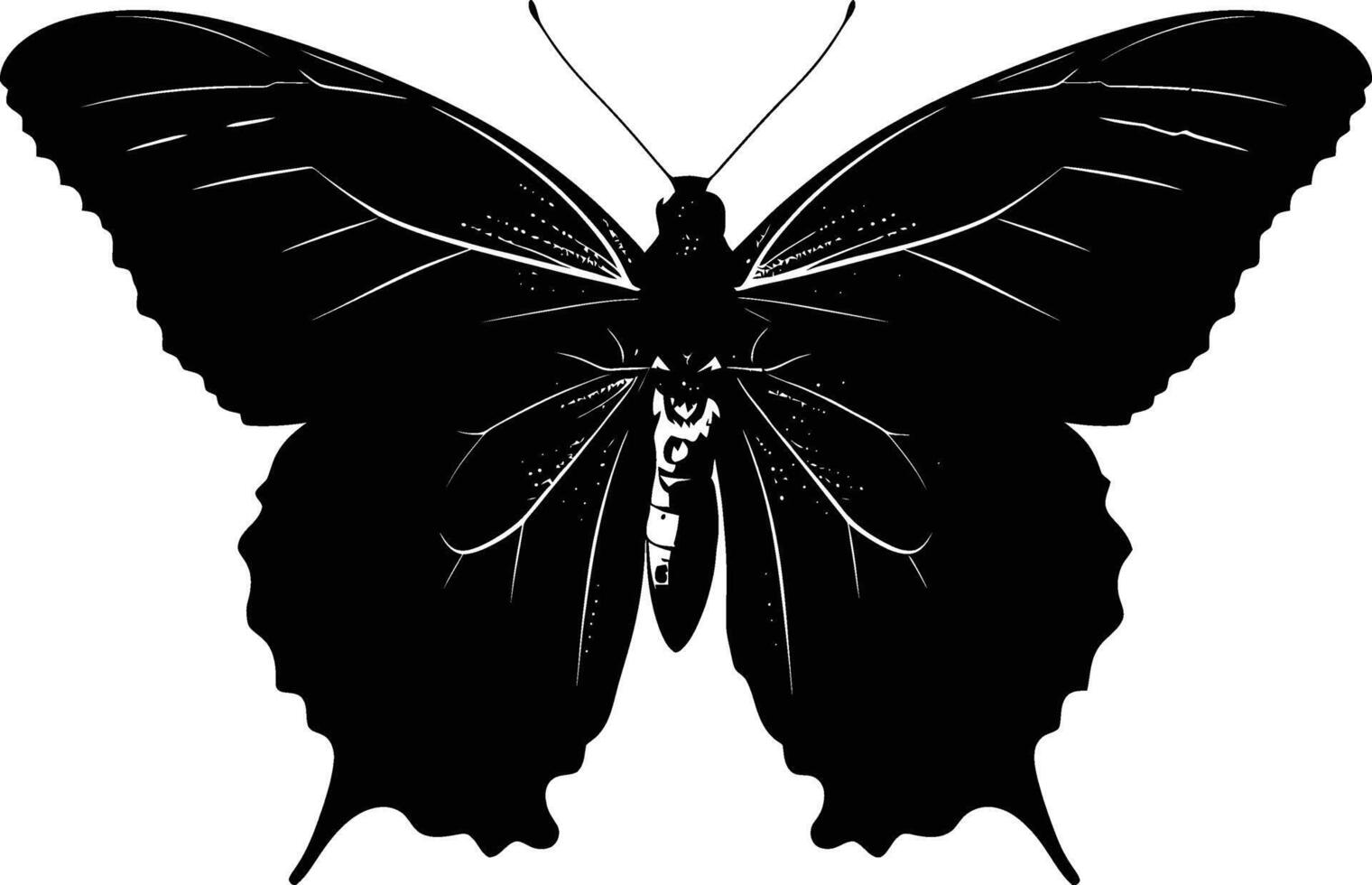 AI generated Silhouette butterfly full body black color only vector