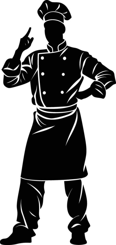 AI generated Silhouette chef black color only full body vector