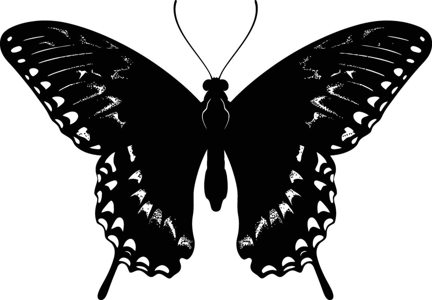 ai generado silueta mariposa lleno cuerpo negro color solamente vector